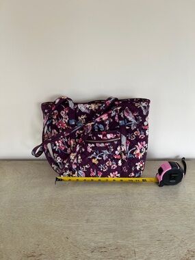 Vera Bradley Quilted Floral Tote in Plum with Multicolor Flowers